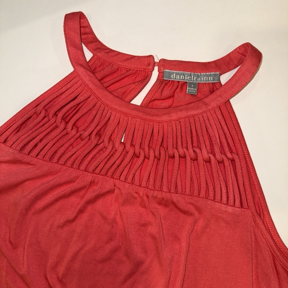 Daniel Rainn Halter Top Size 8 Medium M Coral Braided Macrame Neck Keyhole Boho